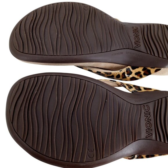 Vionic Davina Leopard Thong Flip Flops Sandals Size 6 Comfort Tan Brown Animal - Picture 7 of 13